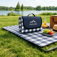 Tapis de pique-nique pliable portable, imperméable et doux avec poignée de transport pour toutes les saisons, plage, camping, voyage