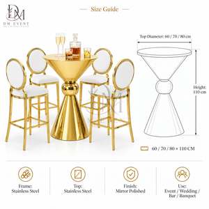 Mesa de cóctel con forma de reloj de arena para banquetes de boda en hoteles, con estructura desmontable de acero inoxidable, para empresas de alquiler de eventos. - Product Image 5