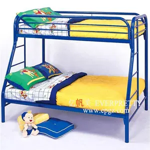 定制卧室重型强金属儿童地堡床架儿童双双层床带楼梯