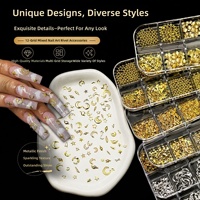 Accessoires pour l'art des ongles, coffret cadeau à 12 compartiments, rivets pour ongles, matériaux métalliques, paillettes, autocollants pour ongles à personnaliser, formes variées