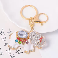 Nouveau porte-clés éléphant porte-bonheur en opale, strass et cristal, breloque de sac, pendentif animal