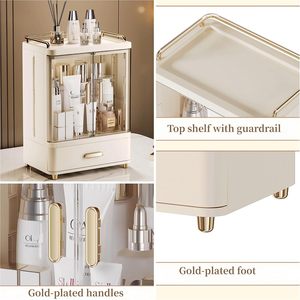 Modern Large Capacity Foldable Plastic Desktop <b>Storage</b> <b>Box</b> Durable Double Dustproof Makeup Organizer Cosmetics Skin - Product Image 2