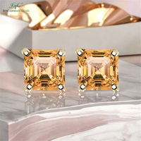 Asscher Cut GRA Moissanite Jewelry S925 Silver 4Prong Stud Boucles d'oreilles Classic Gift for Women in Gold/Silver in Stock