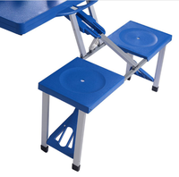 Table de pique-nique de camping ensembles valise pliable rectangulaire en aluminium avec banc table en plastique