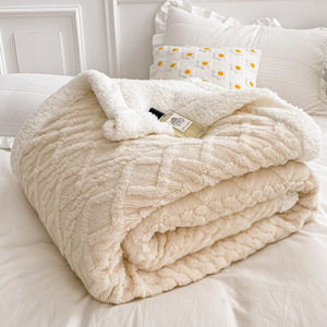 Nouveau brodé moderne tricoté taffetas polaire écologique Double couche épaissi 100% Polyester couleur unie automne hiver - Product Image 4