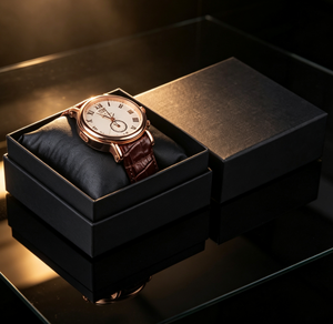 Boîte à montre noire Heaven and Earth avec couvercle, boîte de présentation de montre en carton rigide durable avec coussin pour emballage cadeau de montre-bracelet - Product Image 5