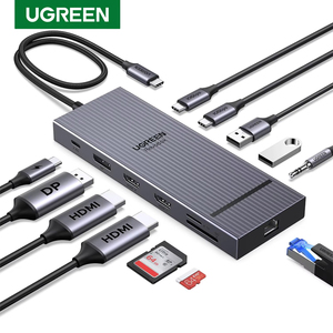 UGREEN 12 in 1 トリプル4Kドッキングステーション 4K60Hz HDMI SD/TF RJ45 3.5mm USB3.2 Gen2 10GbpsデータUSBハブ 1000Mbpsイーサネット - Product Image 1