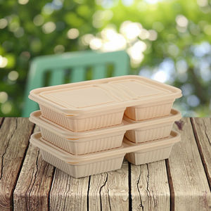 26 oz 2-Fach Mikrowellengeeignete Lunchbox zum Mitnehmen, Biologisch Abbaubarer Maisstärke-Behälter für Chinesisches Essen - Product Image 2