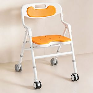 Chaise de douche pliable en alliage d'aluminium, éclairée en permanence, avec roues, siège de sécurité antidérapant pour personnes âgées, femmes enceintes, salle de bain - Product Image 3