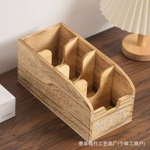 Wooden Compartmentalized Storage Box Rectangular Natural Wood Color With Partitions For Home Use <b>Standing</b> Type Condiment Box - Product Image 3