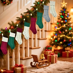 Chaussettes de Noël en tricot torsadé de 18 pouces, grandes et mignonnes, en vrac, douces, écologiques, pour cheminée et décoration de maison de Noël - Product Image 6