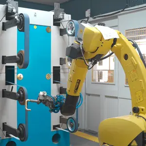 Mesin pemoles abrasif lengan robot engsel pintu pegangan pisau industri sepenuhnya otomatis dengan kuningan seng aluminium