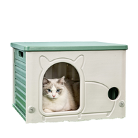 Modern design waterdichte plastic kattenhuis voor binnen & buiten gebruik, stevige dierenverblijf met dierenprint, niet-toxisch materiaal