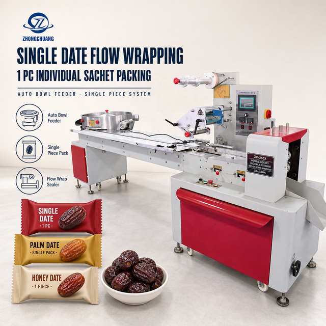 Envasadora Flow Pack Fully Automatic Bagging Sachet Machines Packaging Food Dried Dates Palm Single Date Packing Machine