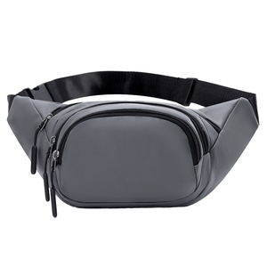 Unisex Gray Waist Bag With Zipper Closure For Daily Use - Product Image 1