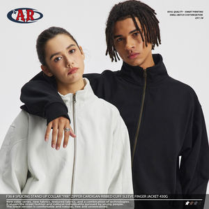 Camiseta Deportiva <span class=keywords><strong>de</strong></span> <span class=keywords><strong>Cuello</strong></span> Redondo y Ajuste Delgado <span class=keywords><strong>de</strong></span> 430g con Cierre <span class=keywords><strong>de</strong></span> Cremallera y <span class=keywords><strong>Cuello</strong></span> Alto, Puños Acanalados, Estilo Cardigan, ODM/OEM - Product Image 5