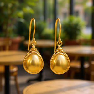 Orecchini pendenti dorati a forma di goccia d'acqua in lega, gioielli classici da donna alla moda E2368 - Product Image 2