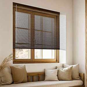 1 بوصة خشب صناعي ألومنيوم شرائح على شكل حرف L ستائر صغيرة لاسلكية للنوافذ الداخلية حماية الخصوصية ستائر فينيسية - Product Image 2