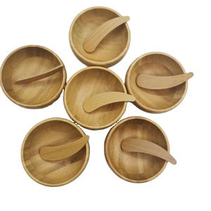 Set di ciotole per la cura della pelle di bambù, carine, strumenti di miscelazione per il trucco, applicatore di fango, di bambù, ciotola per maschere facciali da donna - Product Image 1