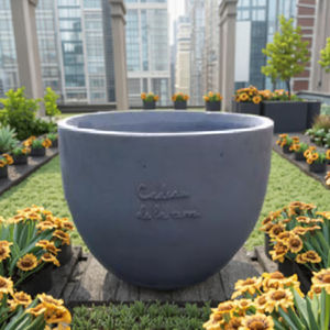 Pot bunga tanah liat serat warna-warni, pot taman luar ruangan ramah lingkungan dengan lubang drainase - Product Image 1