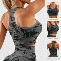 Soutien-gorge de sport sans couture pour femme, imprimé marbré, col en U, dos nageur, double couche, haut de fitness, Sujetador Deportivo