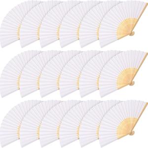 12 عبوة من مراوح يد صينية على الطراز الياباني قابلة للطي مشغولات خيزران يدوية تصنعها بنفسك لحفلات الزفاف وحفلات الرقص والديكور - Product Image 1