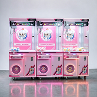Machine de jeu d'arcade commerciale à grue à griffes, à monnayeur, 1 joueur, en verre trempé, avec LED bleues, pour attrape-peluches, thème animalerie