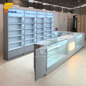 ויטרינת תצוגה מזכוכית מחוסמת עם תאורה מובנית, מדפים וארון אחסון בהתאמה אישית לחנות קמעונאית - Product Image 4