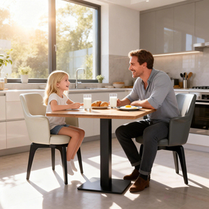 Set di Sedie da Pranzo Moderne di Lusso in Pelle con Braccioli, Stile Minimalista con Gambe in Metallo per Ristoranti o Appartamenti - Product Image 2