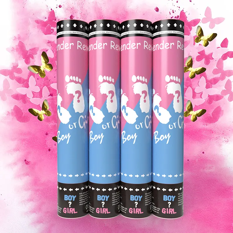 Wholesale Gender Reveal Confetti Holi Powder Cannon Gender Reveal Party Supplies Popper- Smoke Powder & Confetti Sticks Cannon