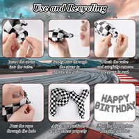 Ensemble de ballons en feuille et bannière thème course Joyeux Anniversaire, à carreaux noirs et blancs, pour décoration de fête de garçons, fournitures intérieures et extérieures