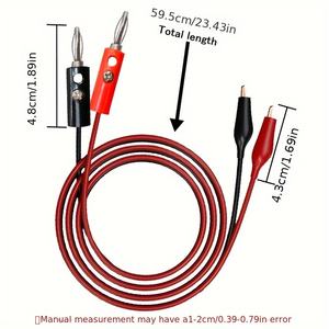1 Par de Banana Plug para Jacaré Clipe Fio Vermelho Preto Teste Leva Cabo de Alimentação Conectando Teste Leva Equipamento Educacional - Product Image 2