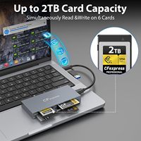 Adaptador de lector de tarjetas Thunderbolt de aluminio portátil de 3 puertos USB 3,1 Gen 2 10Gbps Compatible con tarjetas CFexpress XD y SD iPhone 15