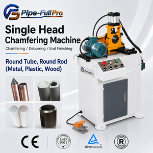 Máquina biseladora de un solo cabezal para desbarbado y biselado de extremos de tubos de acero inoxidable y acero al carbono, y barras redondas - Product Image 1