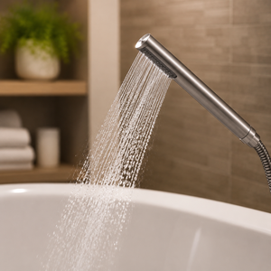 Grifo <span class=keywords><strong>de</strong></span> bañera <span class=keywords><strong>de</strong></span> pie con cuello <span class=keywords><strong>de</strong></span> cisne, doble manija cruzada, <span class=keywords><strong>ducha</strong></span> <span class=keywords><strong>de</strong></span> mano, níquel cepillado, venta al por mayor <span class=keywords><strong>de</strong></span> fábrica - Product Image 5