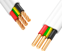 Câble électrique plat en cuivre toronné isolé PVC 2x4mm 3x4mm pour éclairage extérieur, 3 conducteurs, modèle RVVB - Marque Sanheng