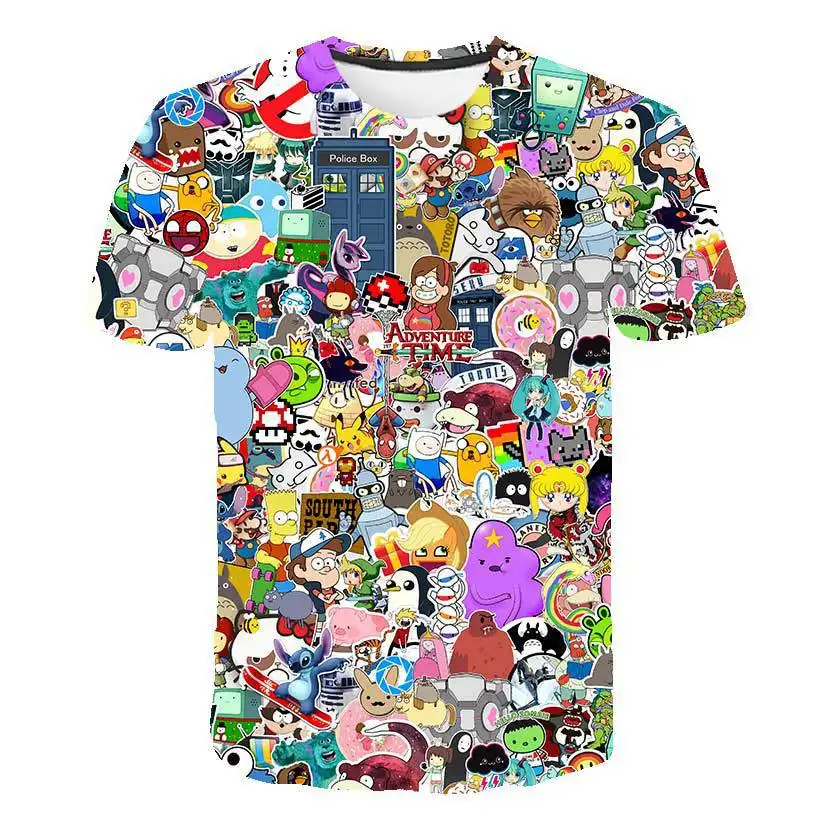 Popular Cartoon Animation 3D Digital Printing Children's T-Shirts Couples T-Shirts Casual Drposhipping