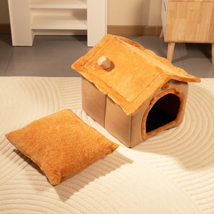 Lit pour animaux de compagnie en forme d'ours brun, en fausse fourrure, nid douillet pour chien et chat, chaleur hivernale, utilisation intérieure - Product Image 3