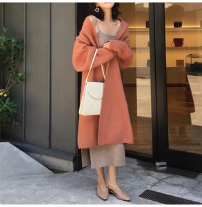 Tendance vente en gros hiver Style coréen Baggy ouvert avant Cardigan lâche tricoté manches chauve-souris long pull en cachemire manteau pour les femmes - Product Image 3