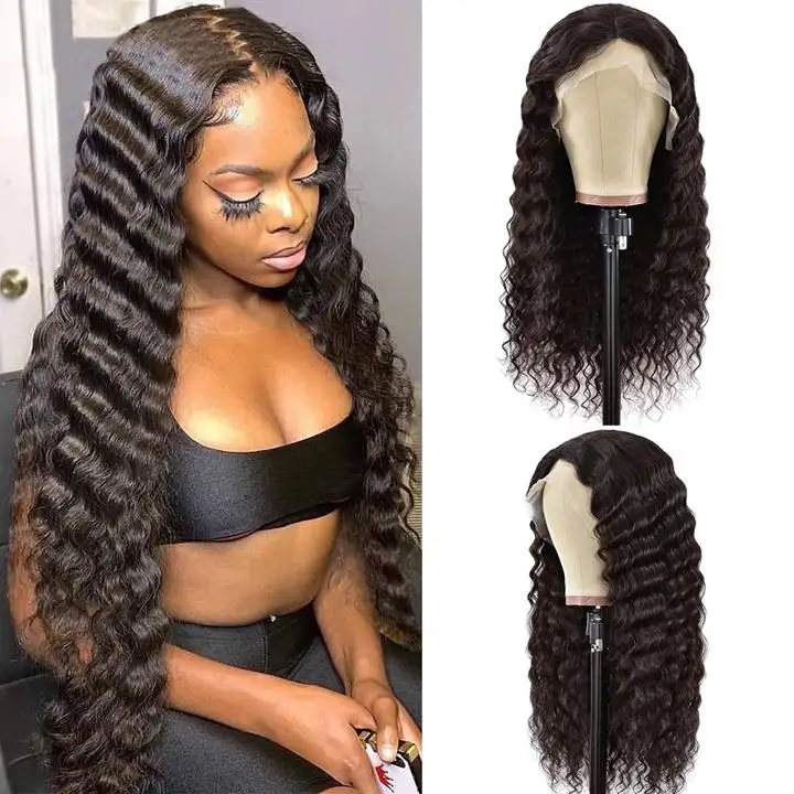 Factory Direct Sales Raw Virgin Remy Human Hair Wigs Deep Wave 13x4 360 Hd Full Lace Front Wig