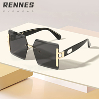 Lunettes de soleil unisexes de haute qualité Rennes, sans monture, dégradées, carrées, pour l'extérieur, protection UV400, TyjR90030, tendance street style, très prisées
