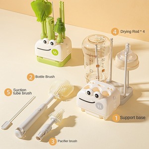 Ensemble de brosse à bouteille pliable multifonctionnelle et de support de séchage, kit de brosse de nettoyage pour biberon et sucette avec supports de séchage - Product Image 2