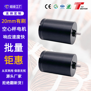 มอเตอร์ไร้แกน 2030 พร้อมลูกปืนคู่, มอเตอร์ไร้แกนแบบมีแปรงถ่าน 12V, เส้นผ่านศูนย์กลาง 20 มม. - Product Image 3