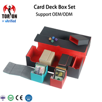 Boîte de rangement pour cartes à collectionner TORSON grande capacité 450+ cartes, 5-en-1, en cuir PU avec doublure en flanelle pour cartes MTG TCG CCG et cartes sportives