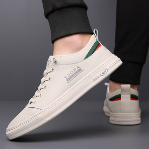 Y3OPA – baskets blanches perforées respirantes pour hommes, chaussures bateau à bout rond, en cuir véritable, semelle extérieure en caoutchouc, couleur unie, pour l'été - Product Image 4