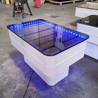 Table KTV en acier inoxydable au design contemporain à effet miroir à LED de luxe Table de bar lumineuse pour boîte de nuit Salle de karaoké