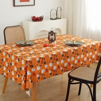 Nappe d'Halloween bicolore en PEVA à imprimé chauve-souris noir et orange, jetable, pour décoration de table de fête - Grande Vente