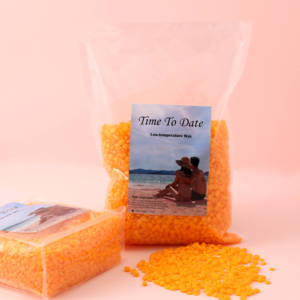 Spa Choice Orange Scent Rosin Gel Cera dura 2,2 LB / 1KG Depilación de oro nacarado Cera Frijoles Depilación de cera con purpurina - Product Image 3