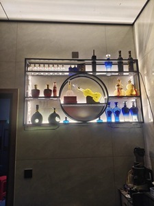 <span class=keywords><strong>Estante</strong></span> de Vino Industrial de Pared con Luz LED, <span class=keywords><strong>Estante</strong></span> Decorativo <span class=keywords><strong>Circular</strong></span> para Licores con Colgador para Copas de Vino para Bar en Casa - Product Image 5
