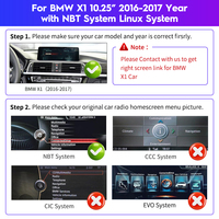 Écran Radio Multimédia Auto 10.25" Sans Fil Carplay Android Auto Système Linux pour BMW X1 F48 F49 E84 Navigation CIC NBT